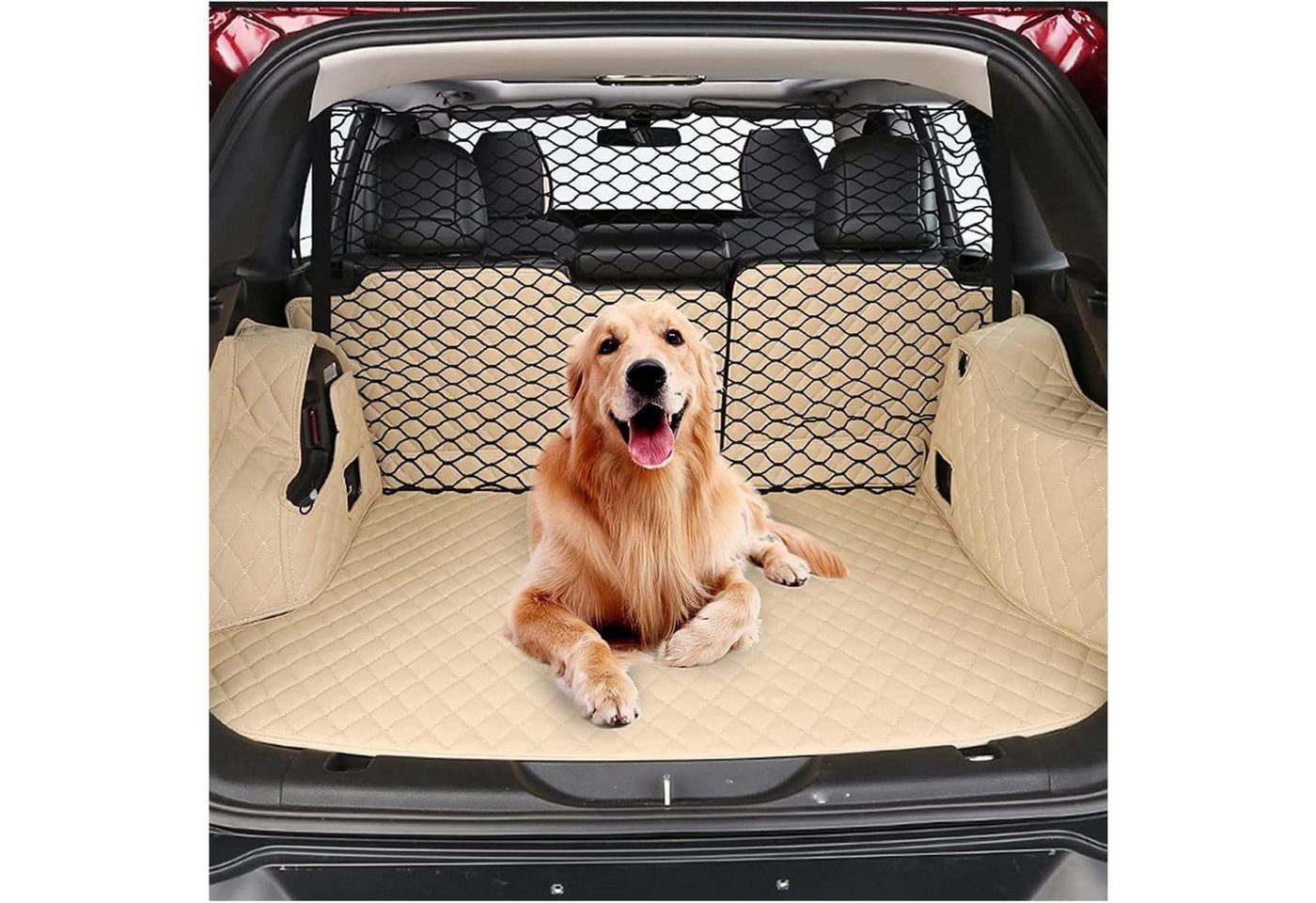 LuxusKollektion Tiersicherheitsnetz Hundegitter Auto Universal 120x70 cm 4 Haken Schwarz