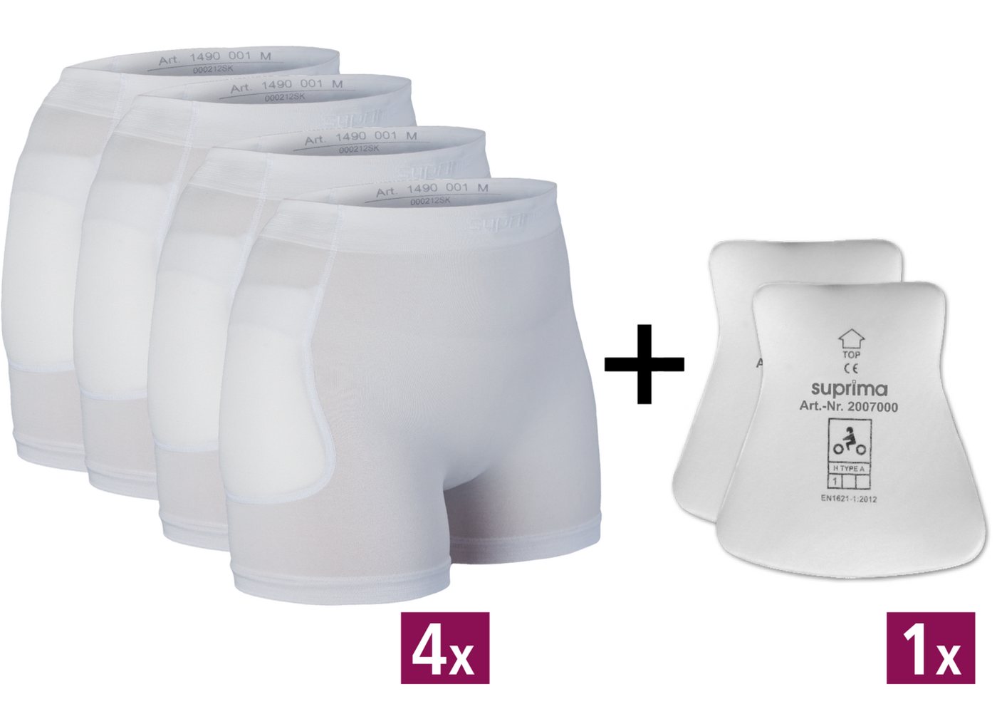 suprima Hüftschutz Hüftschutz Set5 4x Slip1490 + 1x 2007