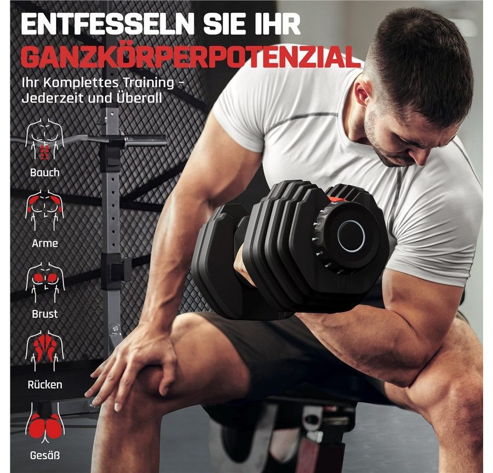 Yaheetech Hantel-Set 15-in-1 Kurzhantel mit einstellbaren Gewichtsstufen von 2,5 bis 24 kg, 1-Sekunde-Schnelleinstellung, für Zuhause & Fitnessstudio Bild 3