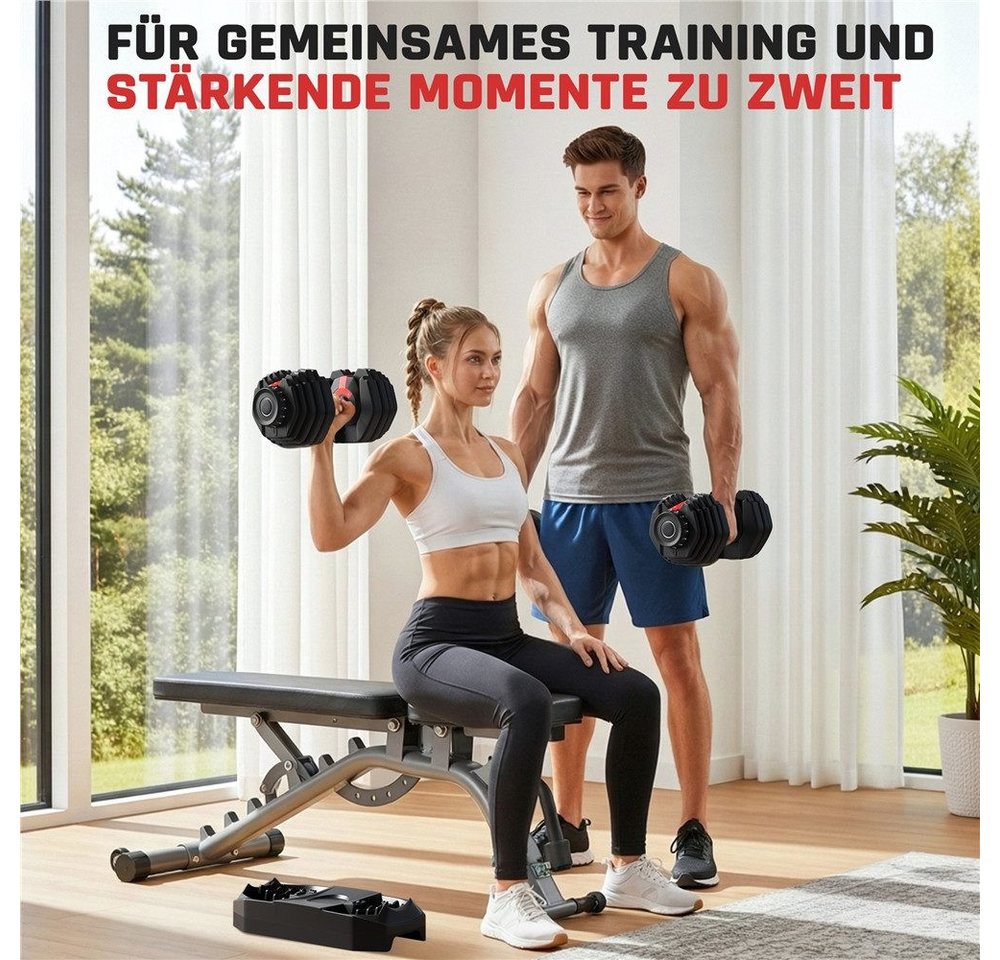 Yaheetech Hantel-Set 15-in-1 Kurzhantel mit einstellbaren Gewichtsstufen von 2,5 bis 24 kg, 1-Sekunde-Schnelleinstellung, für Zuhause & Fitnessstudio Bild 4