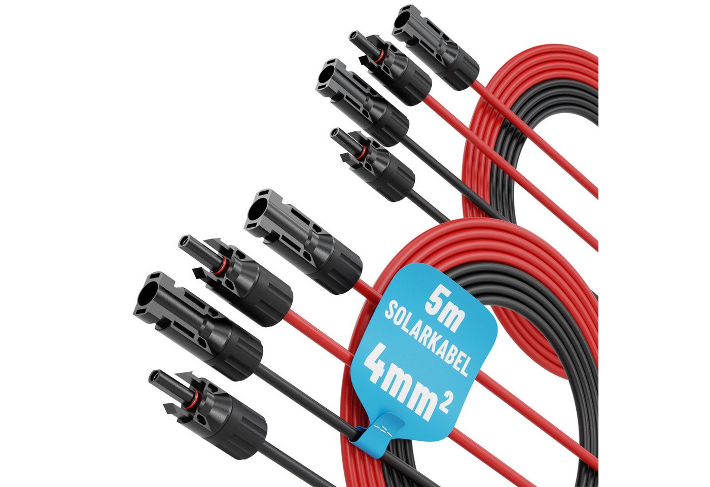 ABSINA Solarkabel Set 5 Meter 4mm2 schwarz/rot 2er Pack Solarkabel Bild 2