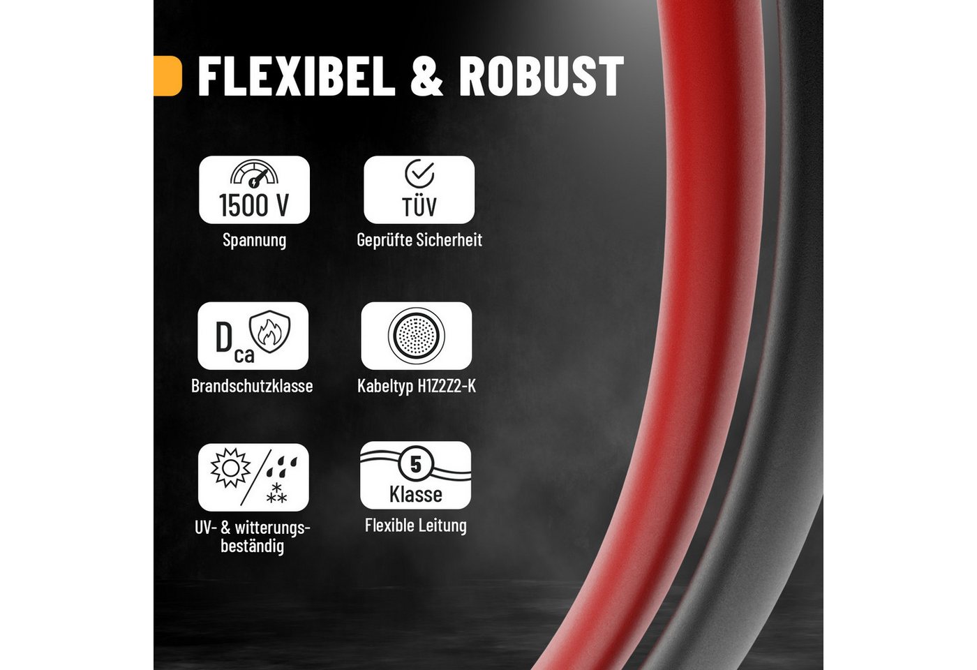 ABSINA Solarkabel Set 5 Meter 4mm2 schwarz/rot 2er Pack Solarkabel Bild 5