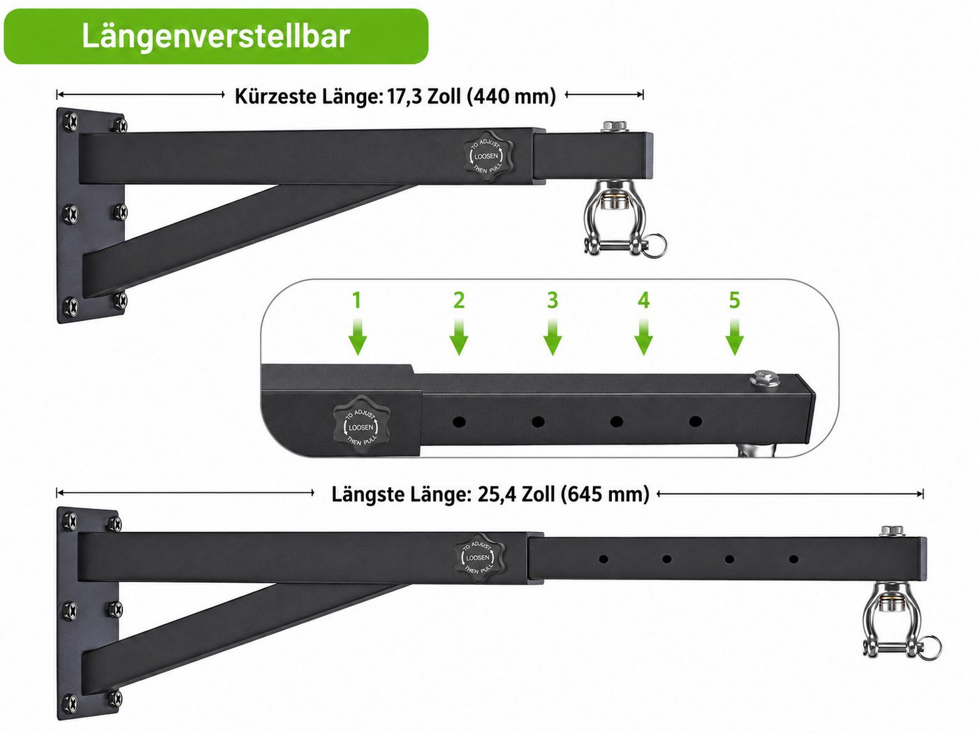 BeneLabel Boxsackhalterung 360° schwenkbar & längenverstellbar, Boxsack Wandhalterung, (Robuste Sandsack Halterung für MMA, Kickboxen & Muay Thai) Bild 5