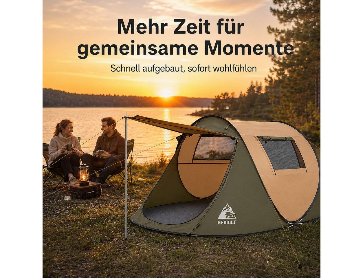 Diyarts Wurfzelt Pop-Up Zelt, Personen: 3 (Zelt-Set mit Zubehör), Schnellaufbau, Pop-Up-Funktion, UV-Schutz, Mesh-Belüftung, faltbar