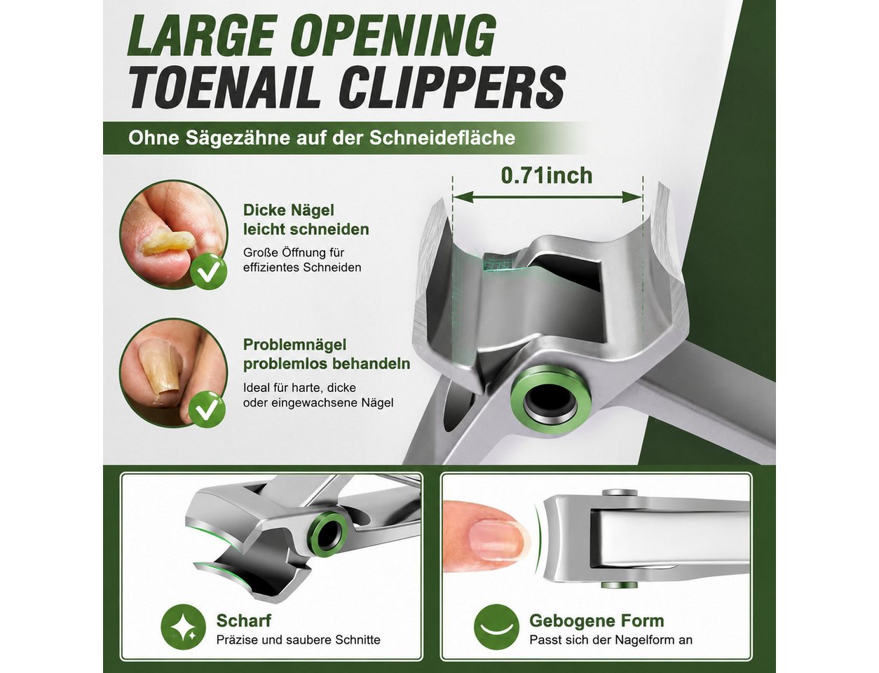 Toomoke Maniküre-Pediküre-Set 7 in 1 mit Zehennagelknipser, 360°drehbarer Nagelknipser aus Edelstahl, Nagelpflege Set für dicke Nägel mit Aufbewahrungstasche Bild 2