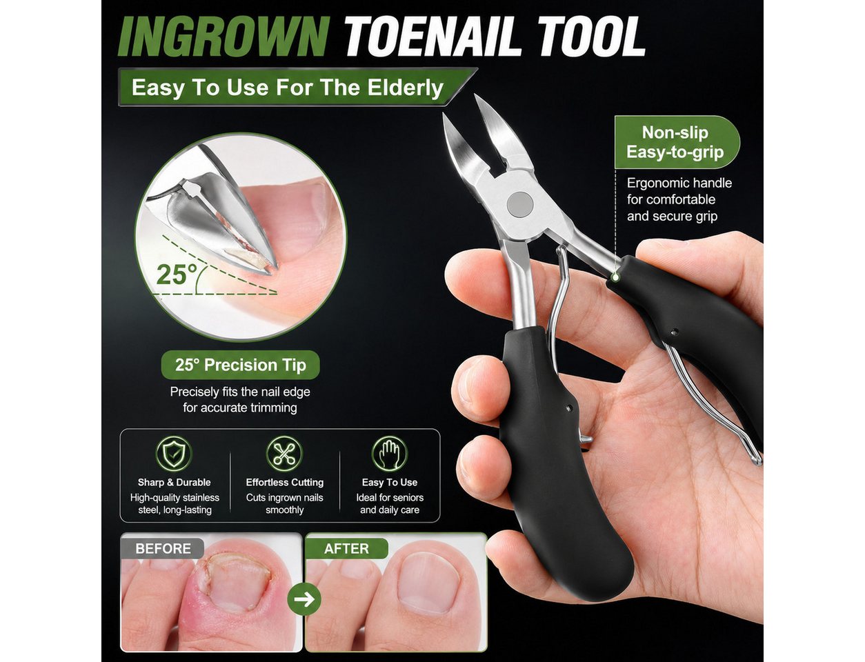 Toomoke Maniküre-Pediküre-Set 7 in 1 mit Zehennagelknipser, 360°drehbarer Nagelknipser aus Edelstahl, Nagelpflege Set für dicke Nägel mit Aufbewahrungstasche Bild 3