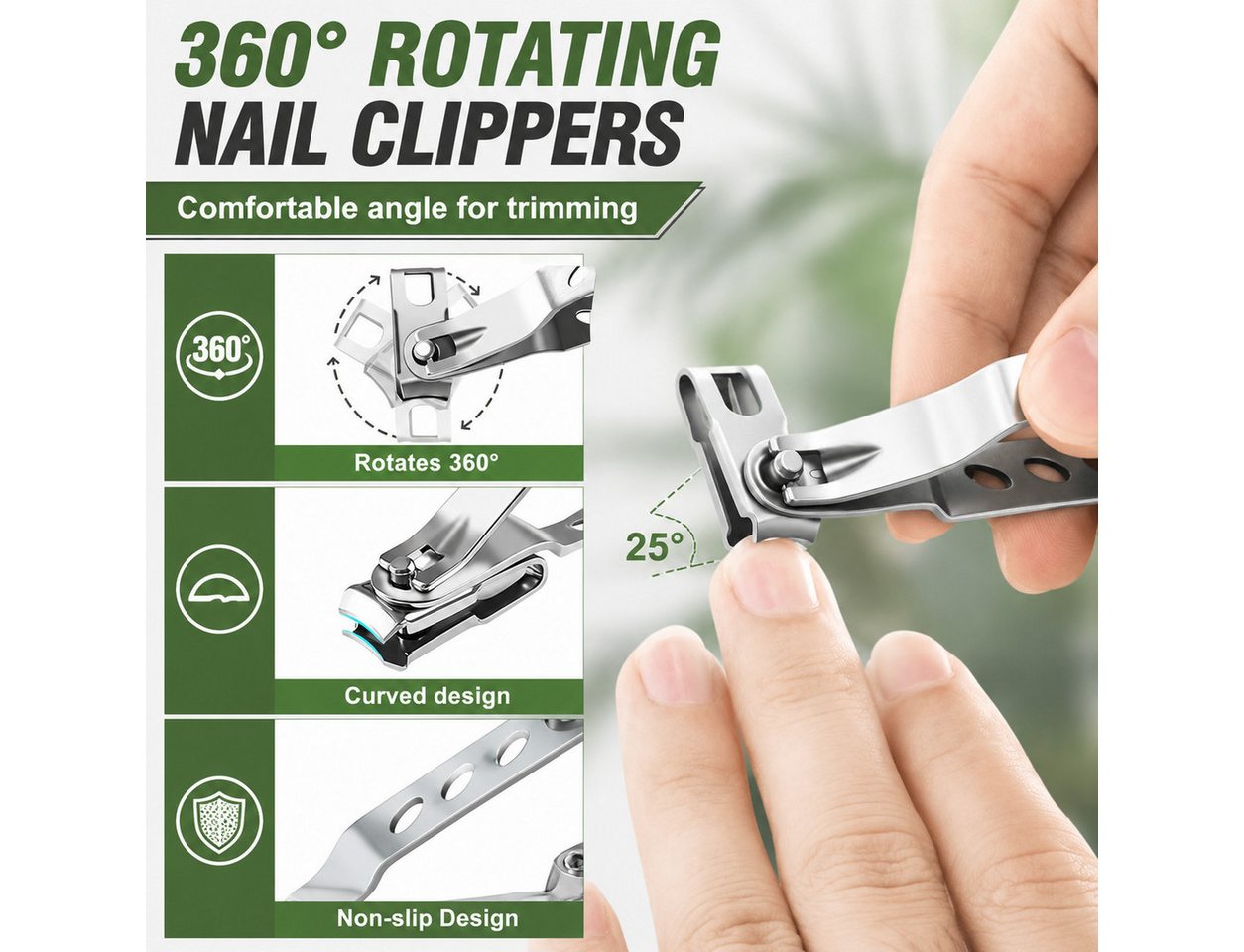 Toomoke Maniküre-Pediküre-Set 7 in 1 mit Zehennagelknipser, 360°drehbarer Nagelknipser aus Edelstahl, Nagelpflege Set für dicke Nägel mit Aufbewahrungstasche Bild 5