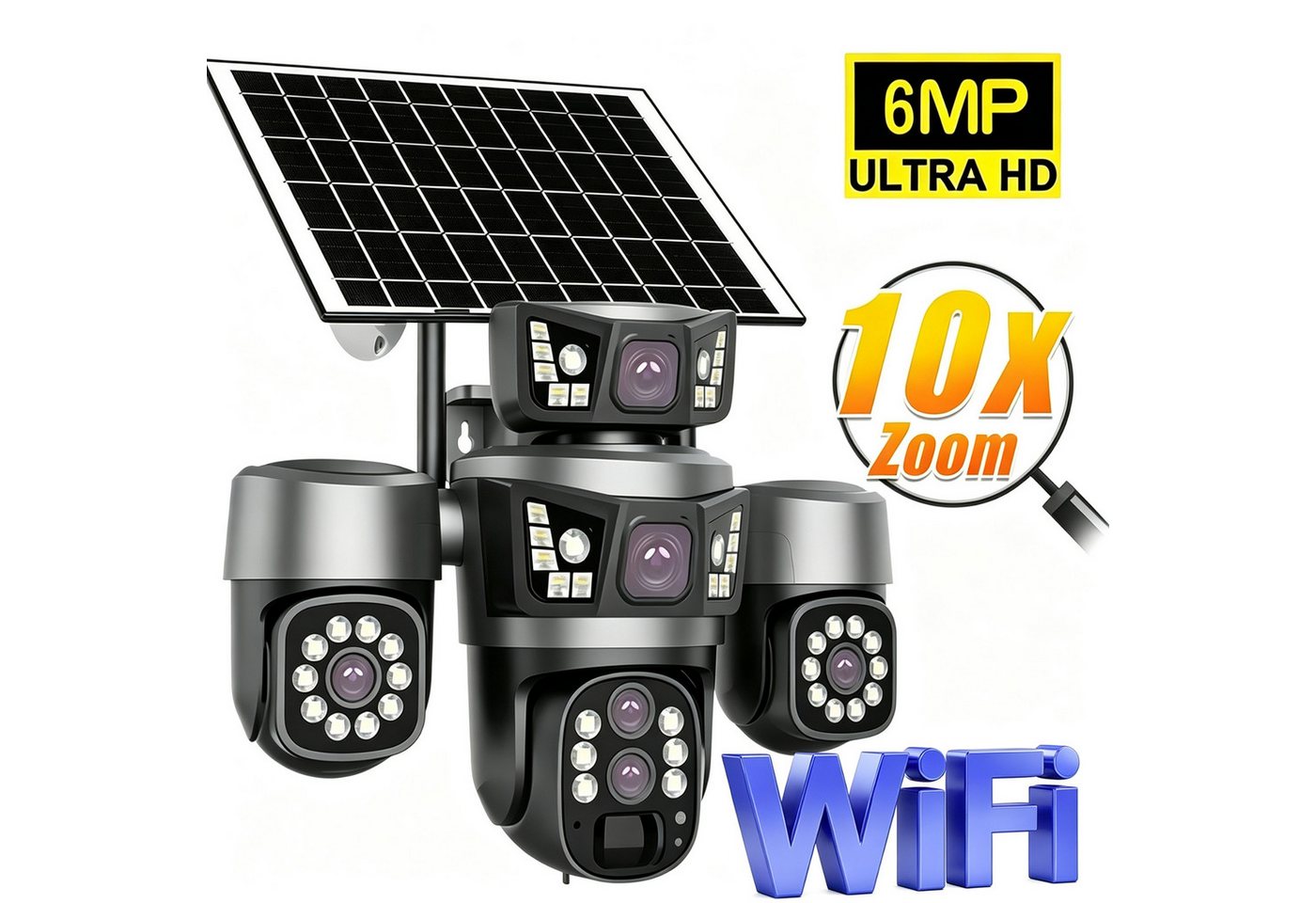 ANTCOOL Überwachungskamera Überwachungskamera WiFi & 4G Solar 3-Objektiv 6MP Außen IP67 Bild 2