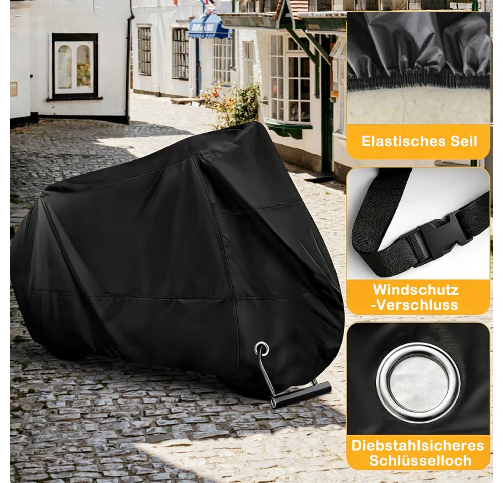 AFKSMILE Fahrradschutzhülle Motorrad Abdeckplane, 210D Wasserfestes UV-Beständiges Motorradgarage, Abdeckplane Outdoor mit Schlossloch, für Motorroller Moped E Motorrad Bild 3
