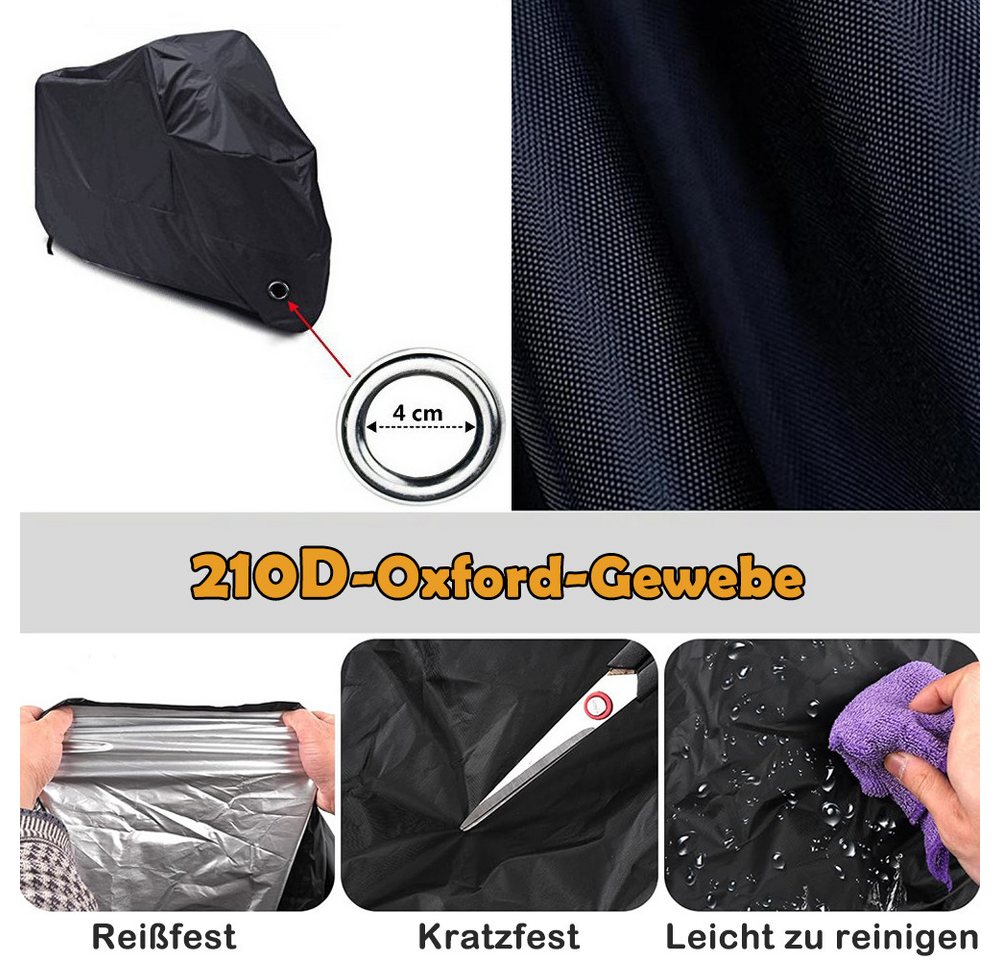 AFKSMILE Fahrradschutzhülle Motorrad Abdeckplane, 210D Wasserfestes UV-Beständiges Motorradgarage, Abdeckplane Outdoor mit Schlossloch, für Motorroller Moped E Motorrad Bild 4
