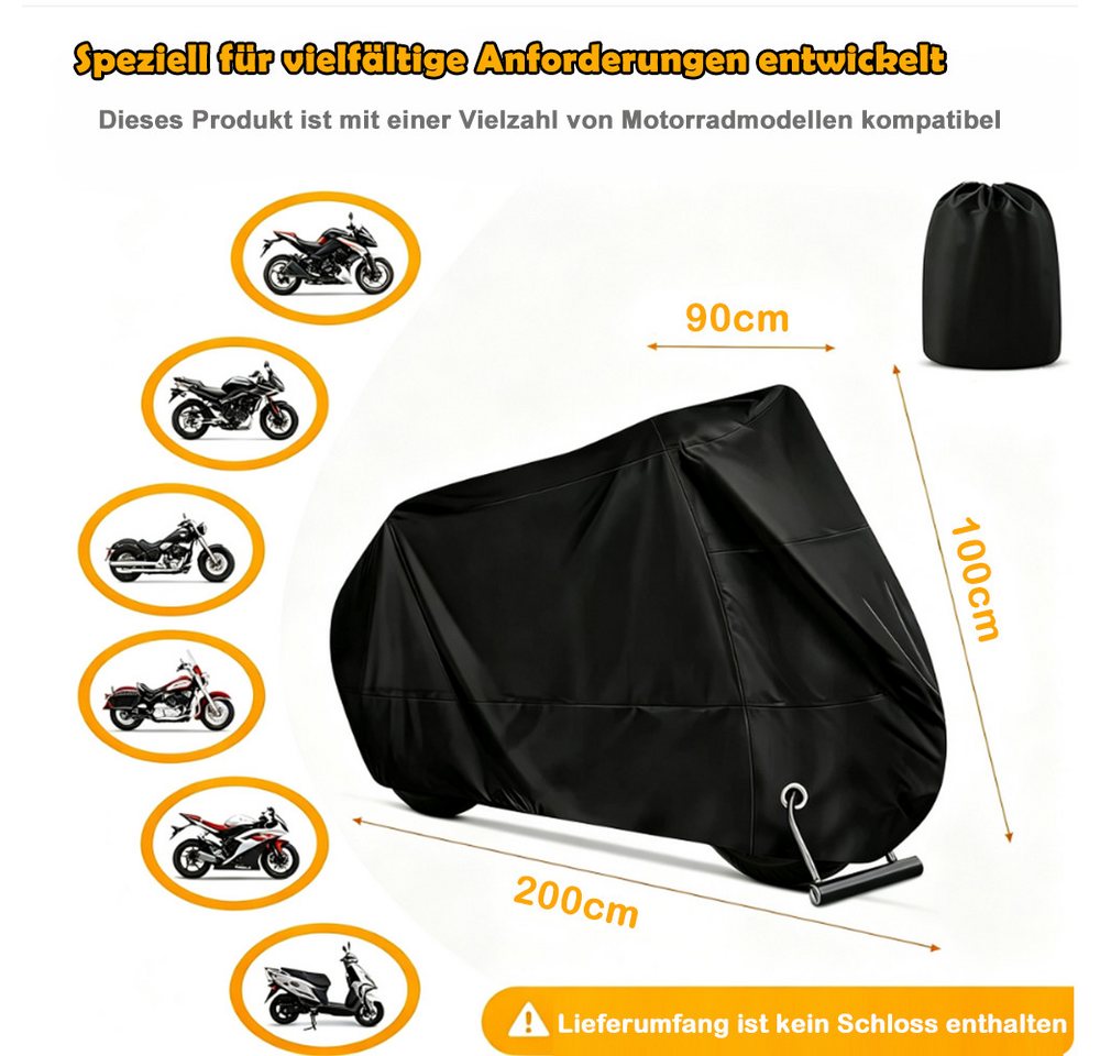 AFKSMILE Fahrradschutzhülle Motorrad Abdeckplane, 210D Wasserfestes UV-Beständiges Motorradgarage, Abdeckplane Outdoor mit Schlossloch, für Motorroller Moped E Motorrad Bild 5