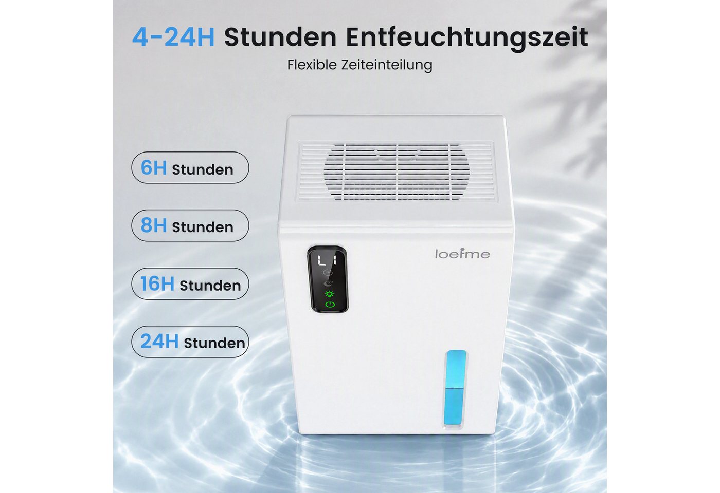 loefme Luftentfeuchter Elektrischer Luftentfeuchter für Schlafzimmer Bad Küche Keller, Entfeuchtung 0,55 l/Tag, Tank 2,1 l, Touchscreen, Schlafmodus, Timer, RGB-Licht, automatische Abschaltung Bild 2