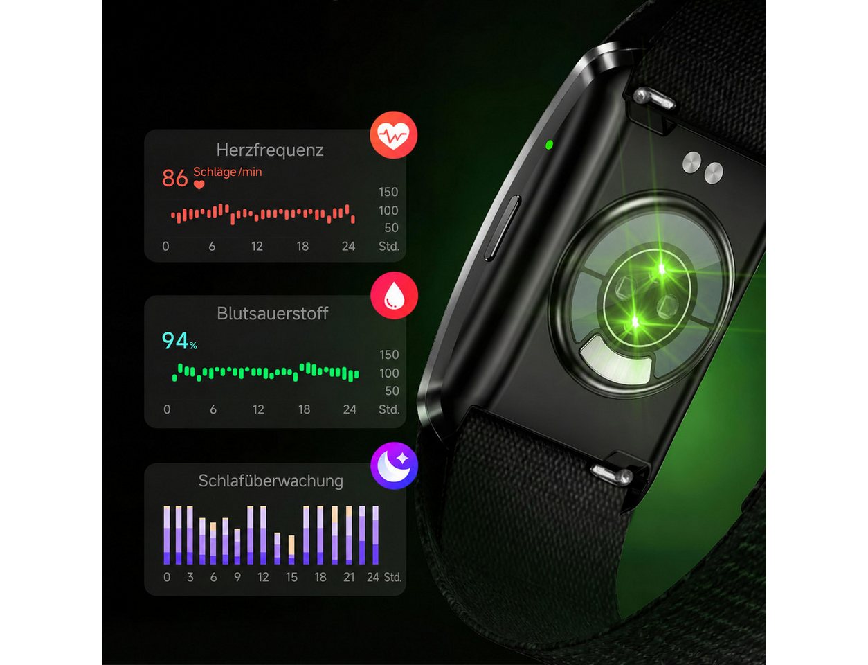 Vornix Fitness-Tracker ohne Display, Fitness Armband mit, Smart Band (Herzfrequenzmessung, Schlafanalyse & Aktivitätstracking, bis zu 35 Tage Akkulaufzeit, iOS & Android, ohne Abo, nur 17g) Bild 4