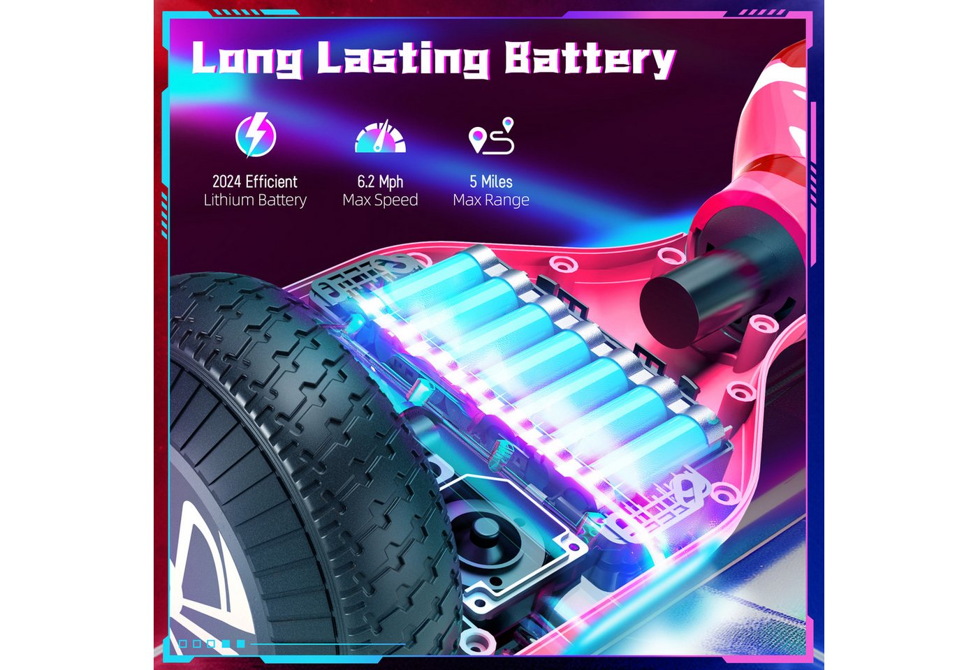 SISIGAD Balance Scooter 6,5 Zoll Dualmotorräder, Hoverboard mit LED-Licht, Smart Bluetooth, Hoverboard mit LED Lichter Bluetooth,Geschenk für Kinder Bild 3