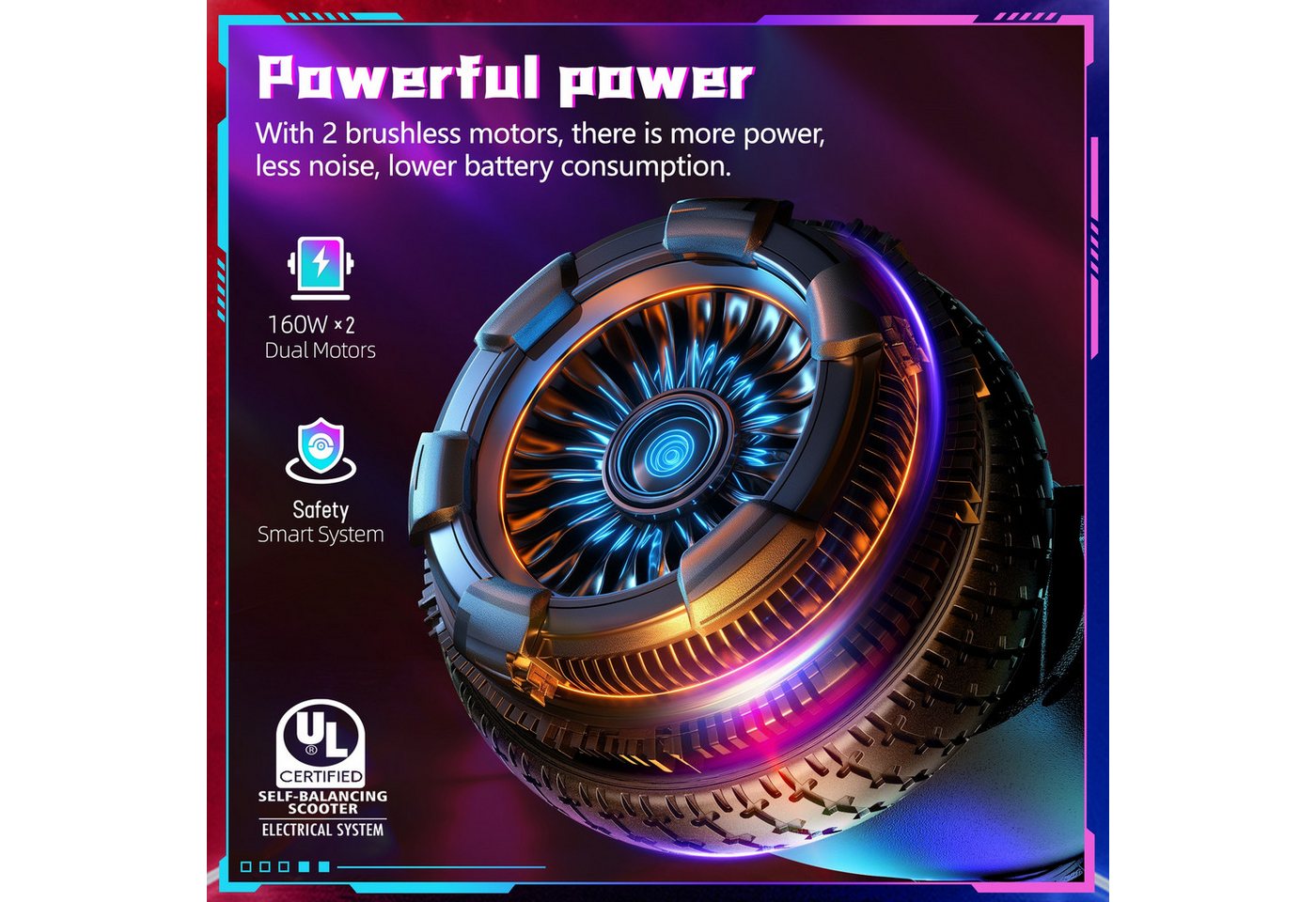 SISIGAD Balance Scooter 6,5 Zoll Dualmotorräder, Hoverboard mit LED-Licht, Smart Bluetooth, Hoverboard mit LED Lichter Bluetooth,Geschenk für Kinder Bild 4