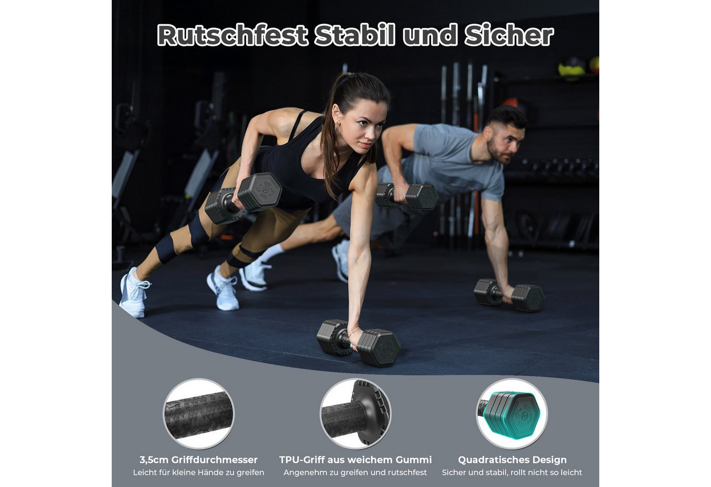 Dripex Hantel-Set Hanteln Set 2,5kgx2, 5kgx2 oder 7,5kgx2, Verstellbare 6 Hantelplatten Bild 3