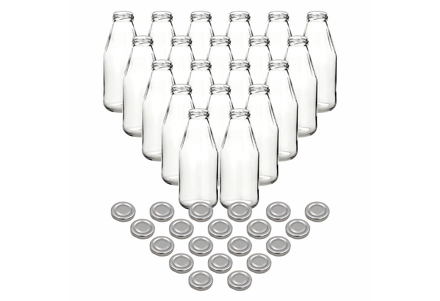 gouveo Trinkflasche Saftflaschen 500 ml mit Schraub-Deckel - Kleine Flasche 0,5 l, 20er Set, silberfarben Bild 4