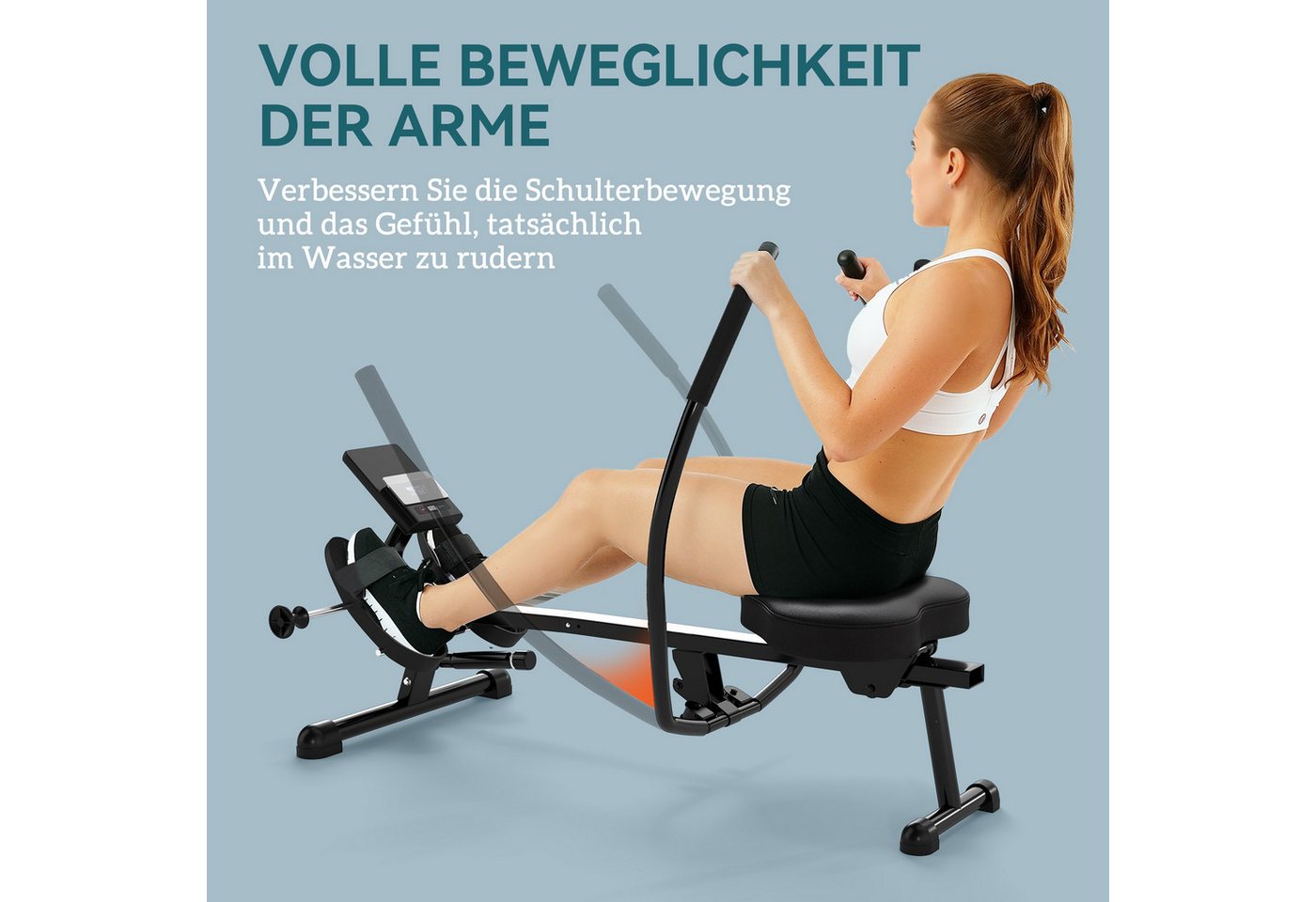 SPORTNOW Rudergerät Cardiotraining zu Hause (Set, 1-tlg., Ruderzugmaschine), 12 Widerstandsstufen, LCD, Doppelpaddel Bild 2