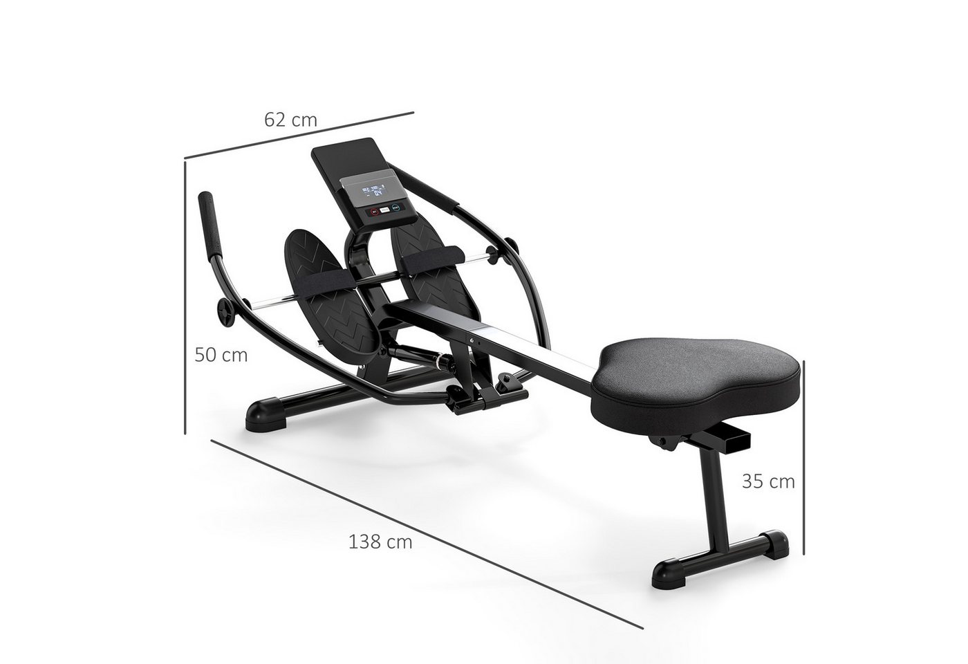 SPORTNOW Rudergerät Cardiotraining zu Hause (Set, 1-tlg., Ruderzugmaschine), 12 Widerstandsstufen, LCD, Doppelpaddel Bild 5