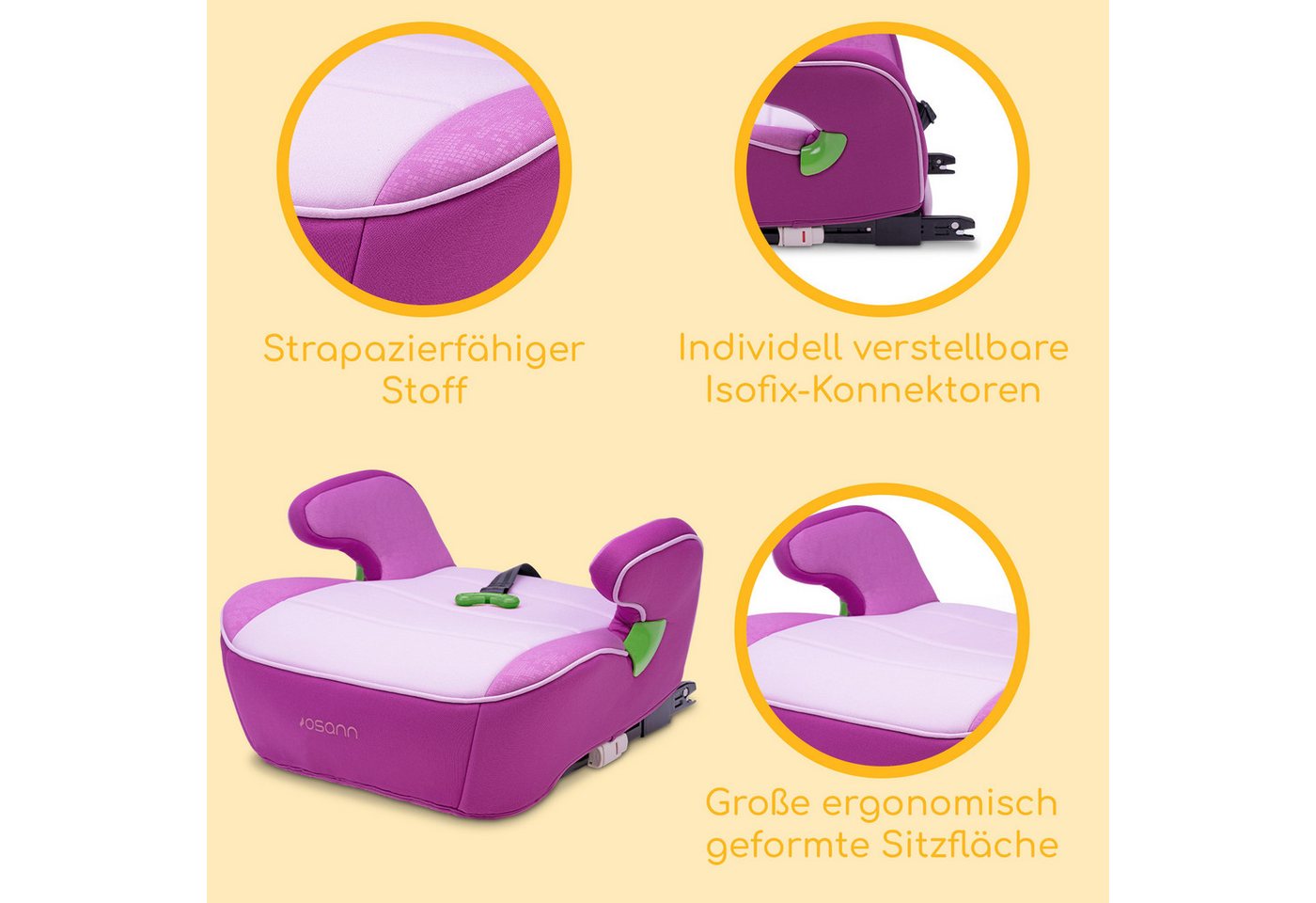 Osann Kindersitzerhöhung Junior Isofix Gurtfix, Sitzerhöhung Kinder mit Isofix, ab: 7 Jahren, bis: 12 Jahre, ab: 126 cm, bis: 150 cm, Kindersitzerhöhung mit Isofix + Gurtfix für optimierten Gurtverlauf Bild 5