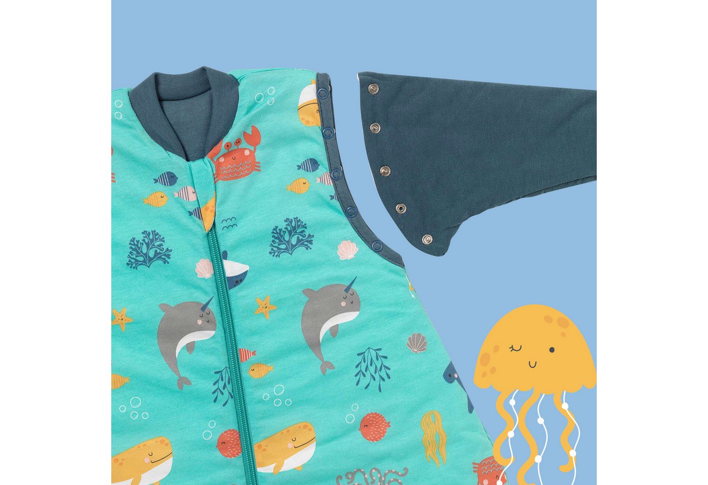 Schlummersack Kinderschlafsack Schlafsack mit Füßen und umklappbaren Bündchen, 3.5 Tog