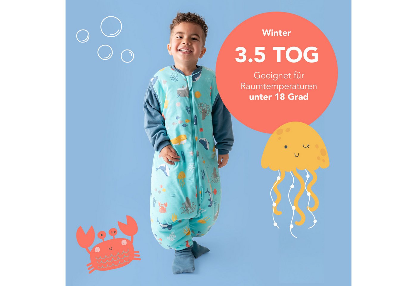 Schlummersack Kinderschlafsack Schlafsack mit Füßen und umklappbaren Bündchen, 3.5 Tog Bild 3