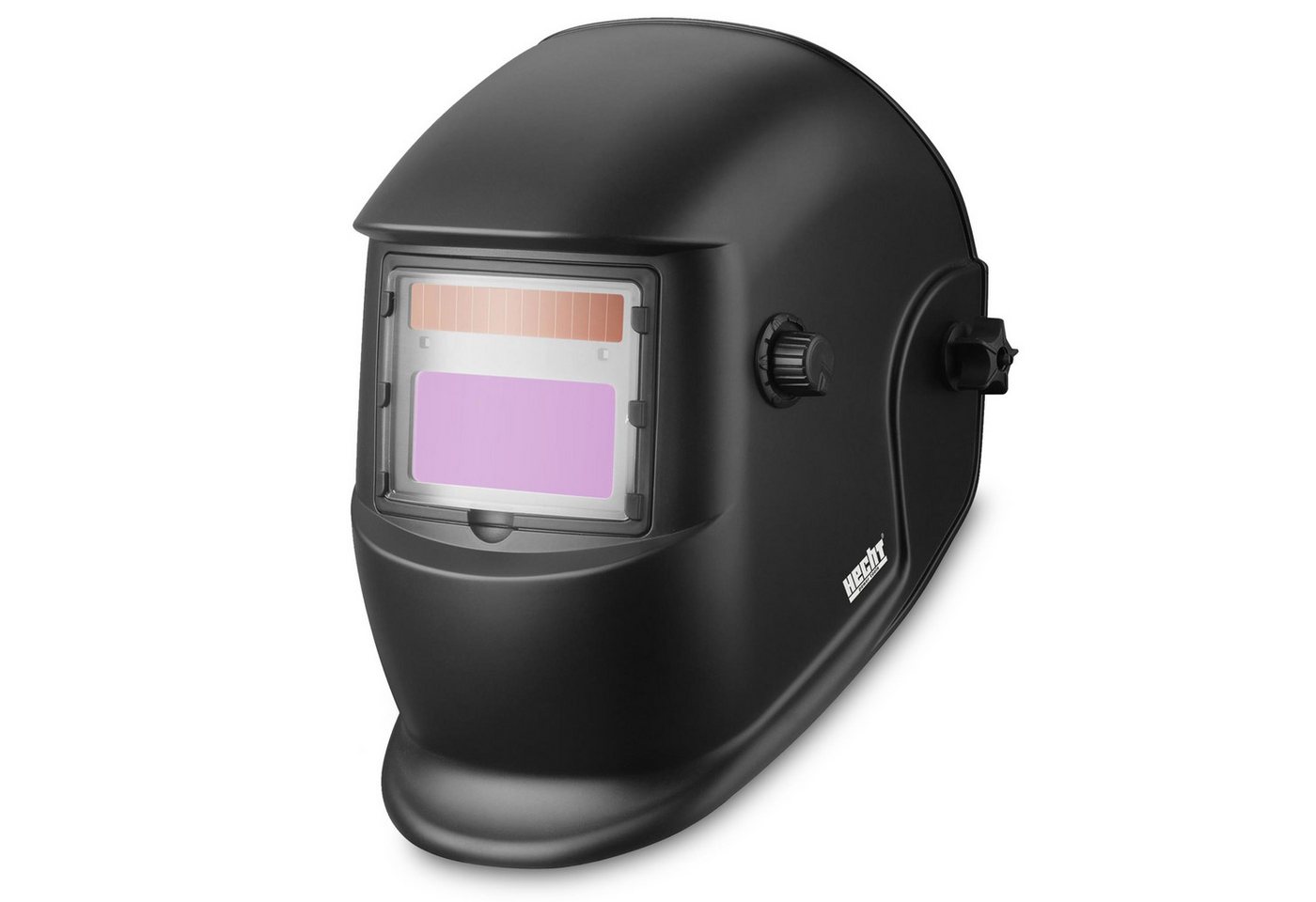 Hecht Schweißhelm 900255 Automatik DIN 9-13 mit Schleifmodus, selbstverdunkelnd (1-tlg), UV-/IR-Schutz DIN 16, großes Sichtfeld 92x42 mm, Solarbetrieb