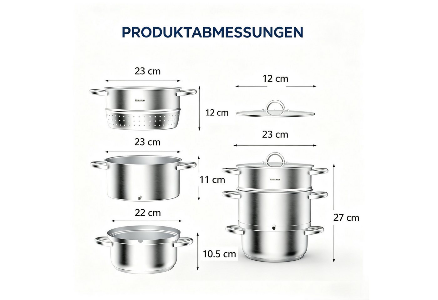 VINGLI Entsafter Dampfentsafter aus Edelstahl 9L/15 L, Saftpresse Ø 26cm/23cm, für alle Herdarten, für Obst und Gemüse