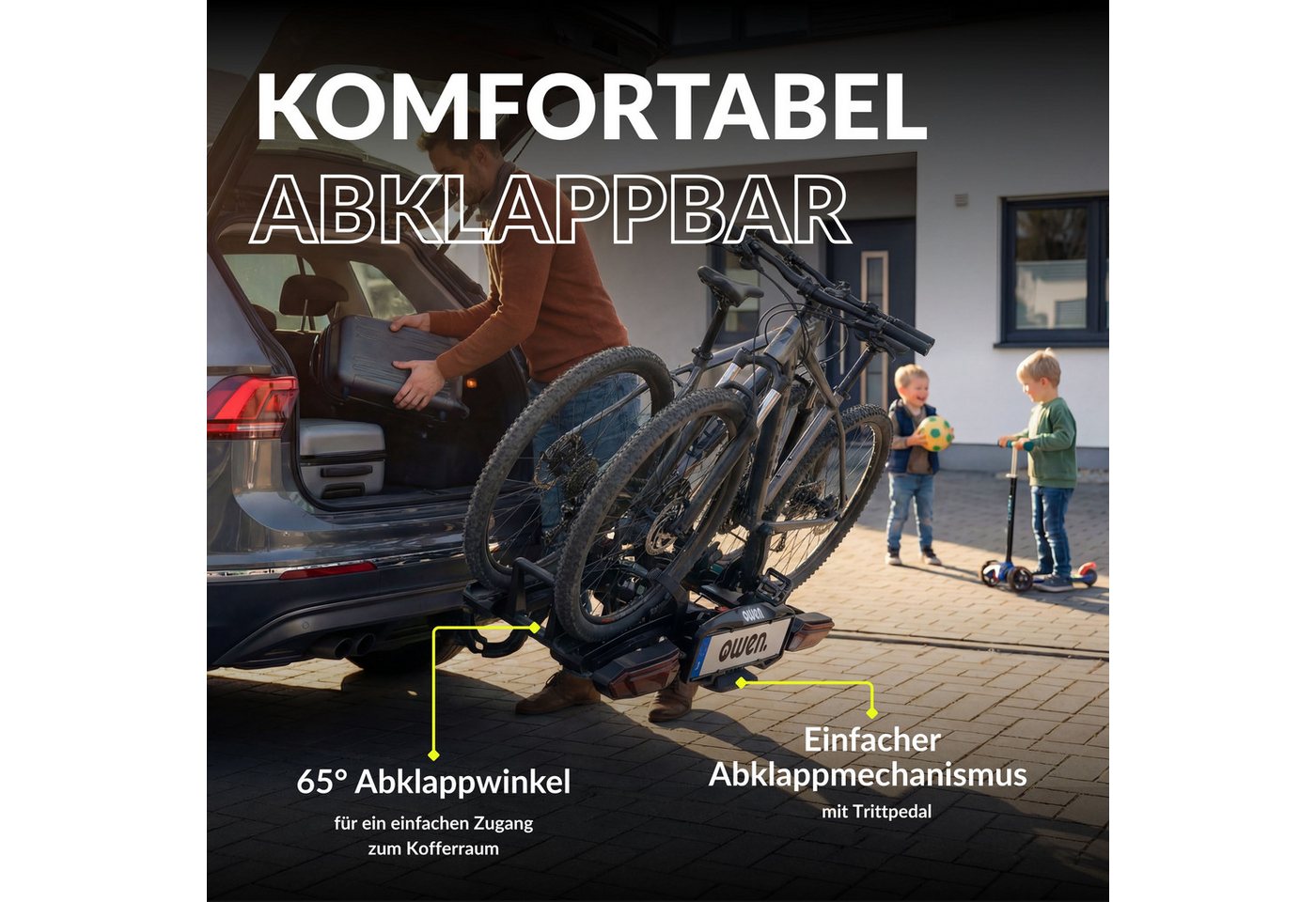 OWEN Kupplungsfahrradträger OWEN® E-Bike Fahrradträger, für max. 2 Räder, abschließbar
