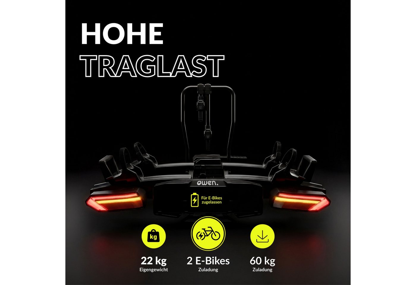 OWEN Kupplungsfahrradträger OWEN® E-Bike Fahrradträger, für max. 2 Räder, abschließbar Bild 2