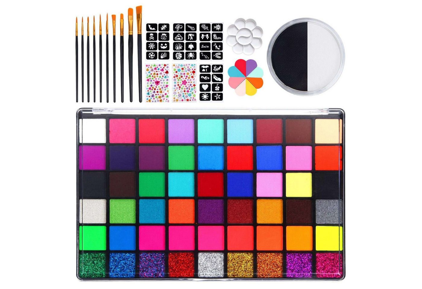 DEBAIJIA Theaterschminke 54 Farbe Gesichtsbemalungs-Set Theaterschminke Halloween-Party-Make-up Bild 2