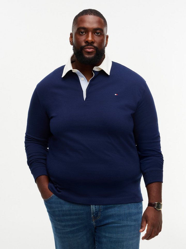 Tommy Hilfiger Big & Tall Rugbyshirt BT-ESSENTIAL SOLID RUGBY Große Größen, kontrastfarbener Kragen Bild 3