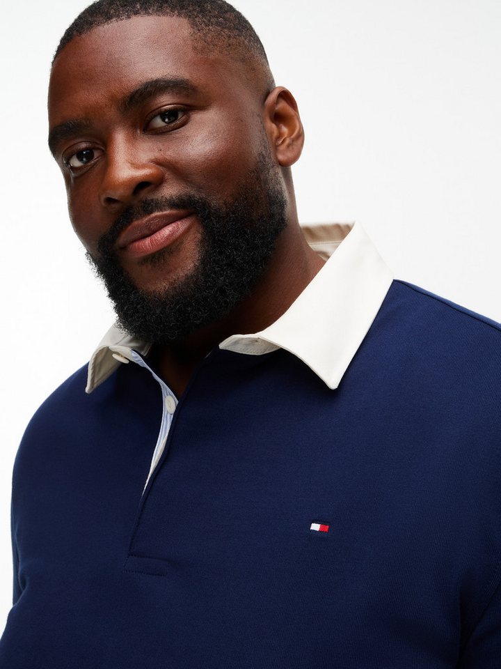 Tommy Hilfiger Big & Tall Rugbyshirt BT-ESSENTIAL SOLID RUGBY Große Größen, kontrastfarbener Kragen Bild 4