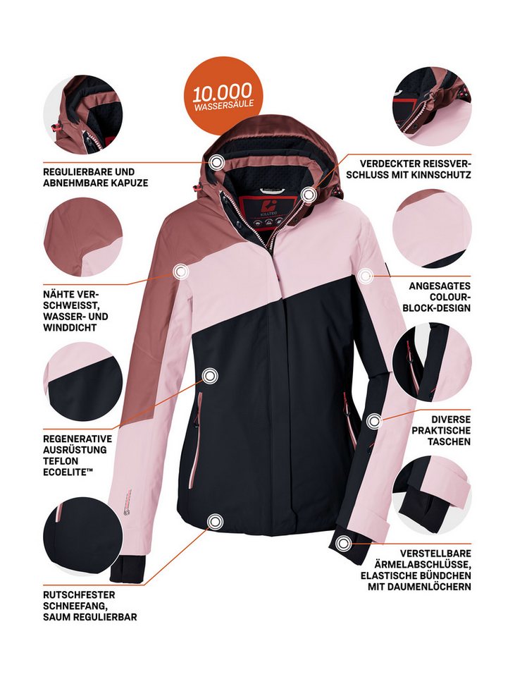Killtec Skijacke KSW 101 WMN SKI JCKT Wind- und wasserdichte Damenjacke mit Colourblock-Design Bild 2