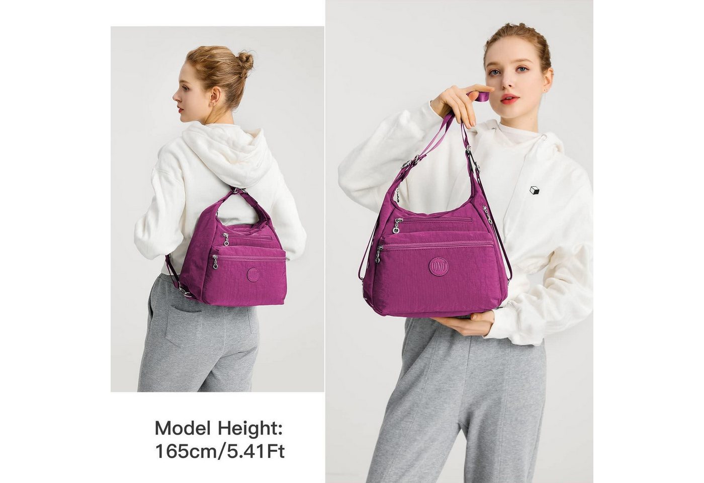 LuxusKollektion Messenger Bag Rucksack Damen Anti Diebstahl Wasserdicht 3in1 Crossbody Violett Bild 3