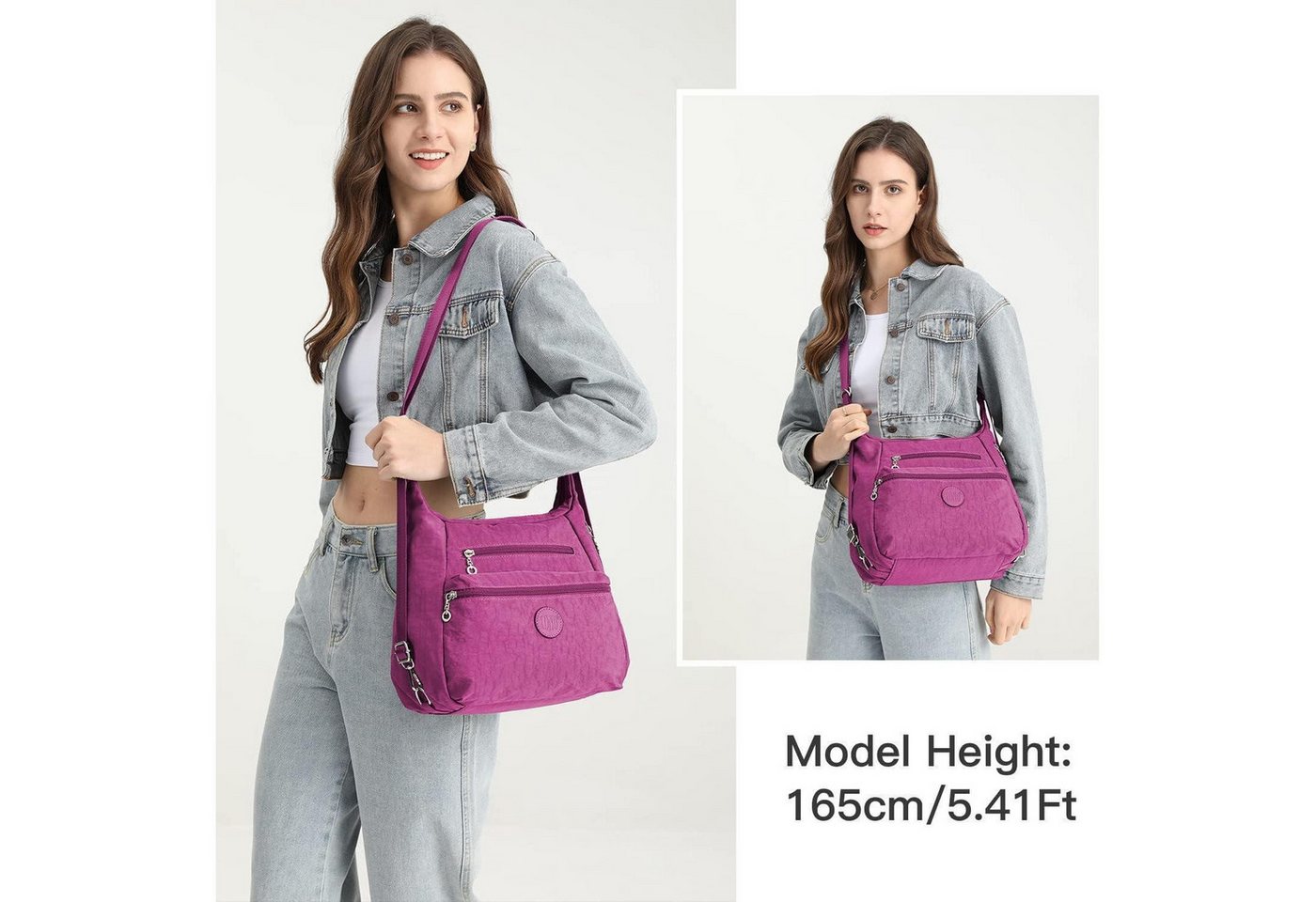 LuxusKollektion Messenger Bag Rucksack Damen Anti Diebstahl Wasserdicht 3in1 Crossbody Violett Bild 5