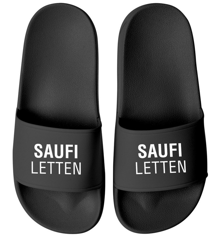 MoonWorks Badeschlappen Lustig Badelatschen mit Spruch SAUFI LETTEN – Party, Badesandale Bild 2