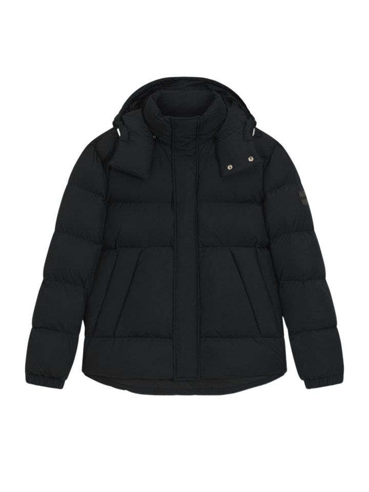 BOSS Outdoorjacke schwarz,Outdoor,Polyester,Unifarben,Stehkragen,Lang,Regular Fit