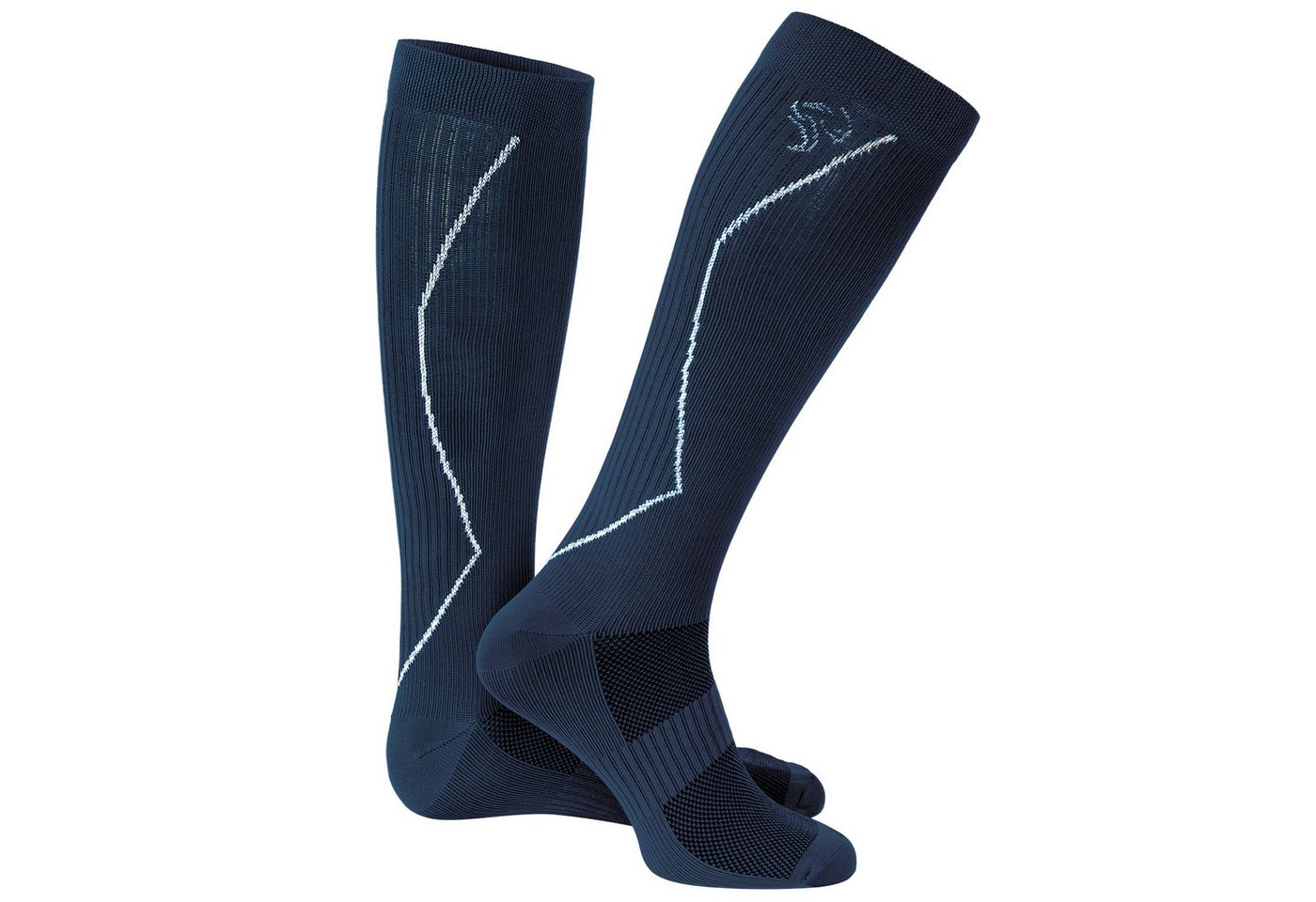 Black Snake Laufsocken Kompressionssocken Damen und Herren mit Stützzonen an Wade und Spann (Socken-Set, 2-Paar, Dunkelblau 39/42) Atmungsaktives Funktionsmaterial mit gepolsterter Sohle und Zehennaht Bild 2