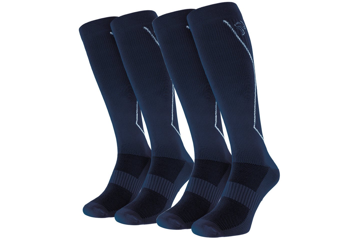 Black Snake Laufsocken Kompressionssocken Damen und Herren mit Stützzonen an Wade und Spann (Socken-Set, 2-Paar, Dunkelblau 39/42) Atmungsaktives Funktionsmaterial mit gepolsterter Sohle und Zehennaht Bild 4