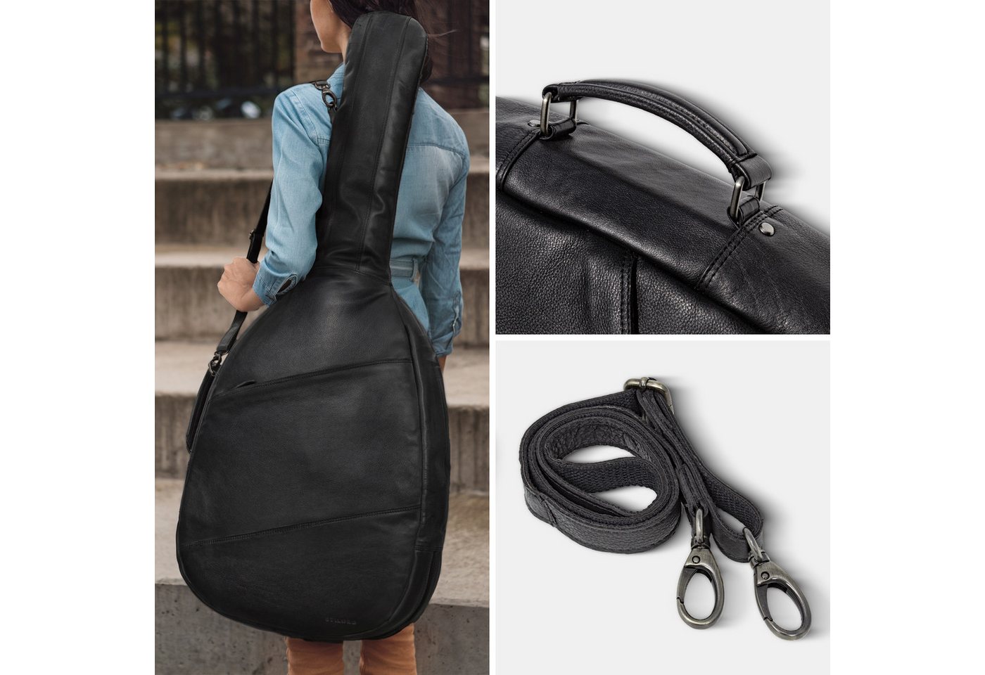 STILORD Weekender "Elvis" Premium Leder Gitarrentasche für 4/4 Gitarren 39", 40" und 41 Bild 3
