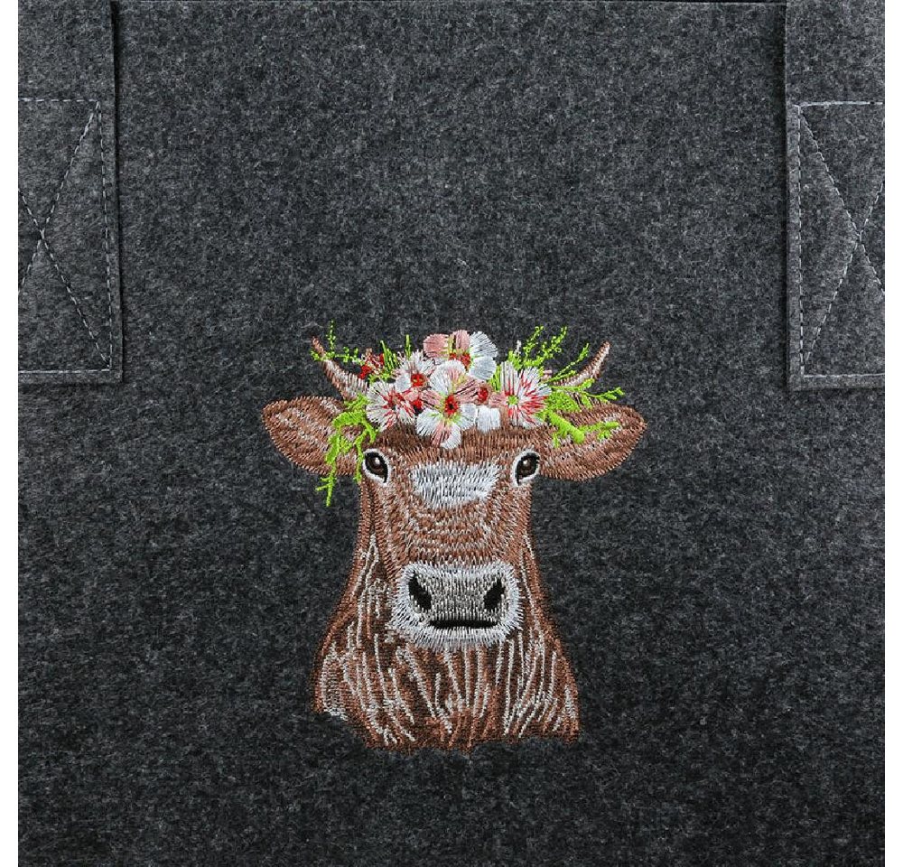 GILDE Einkaufskorb Tasche Adelheid mit Kuhmotiv Filz Bild 3
