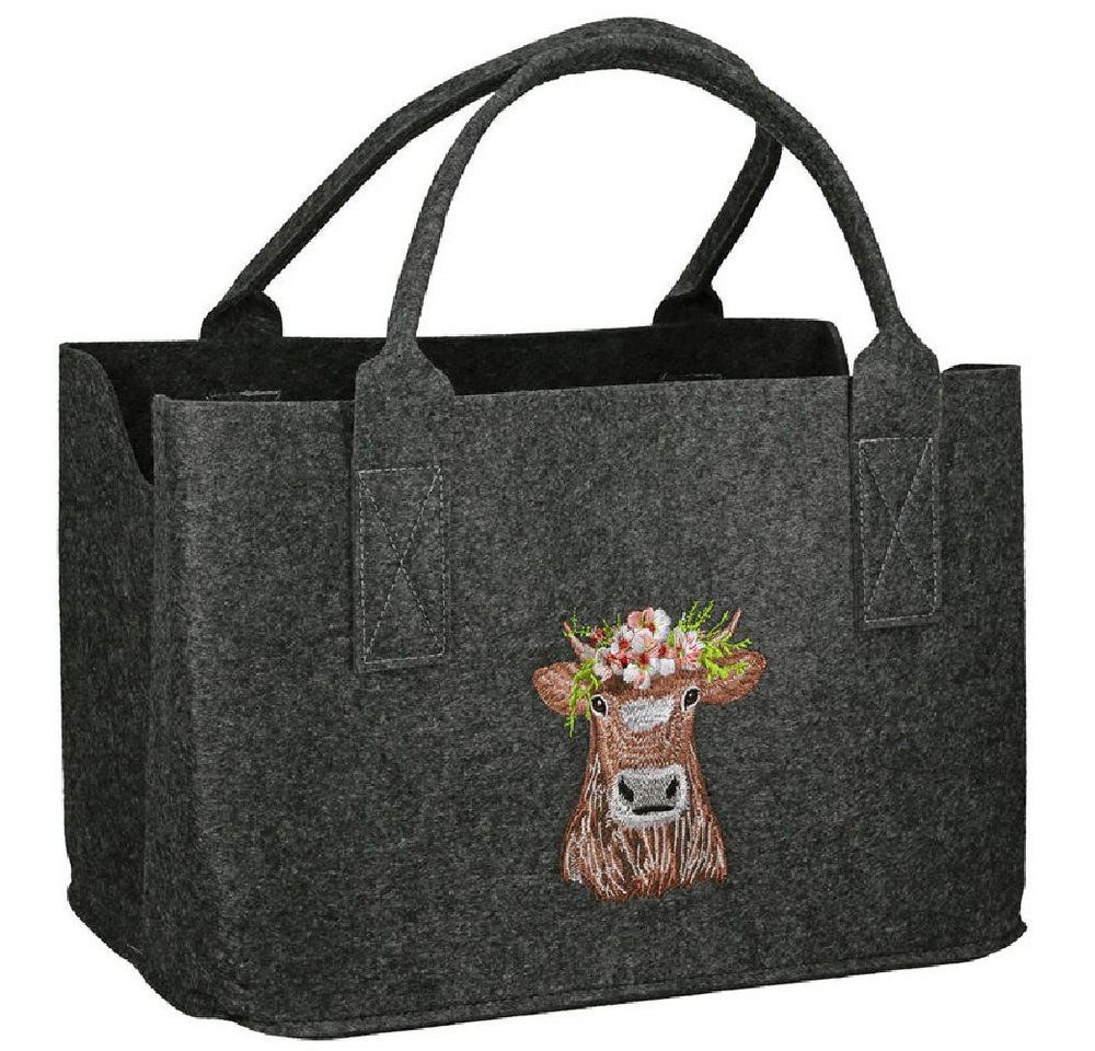 GILDE Einkaufskorb Tasche Adelheid mit Kuhmotiv Filz Bild 4