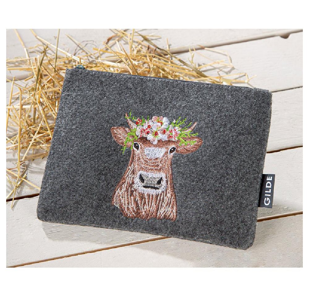 GILDE Kosmetiktasche Kosmetiktasche Adelheid mit Kuhmotiv Filz Bild 2