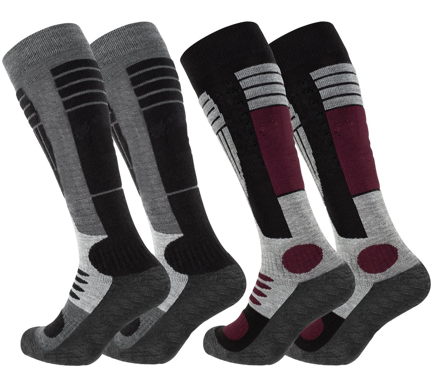 Cotton Prime® Skisocken Wintersport Kniestrümpfe (2-Paar) mit Spezialpolsterung und Stabilisierende Dehnungszonen Bild 3