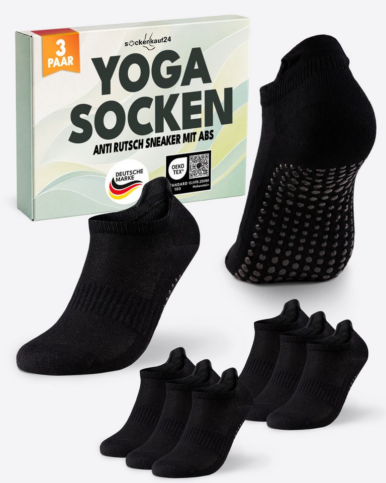 sockenkauf24 Sportsocken Pilates/Yoga Sneaker Socken Kurz mit ABS Sohle und Fersenlasche (3-Paar) mit rutschhemmenden ABS-Noppen Bild 5