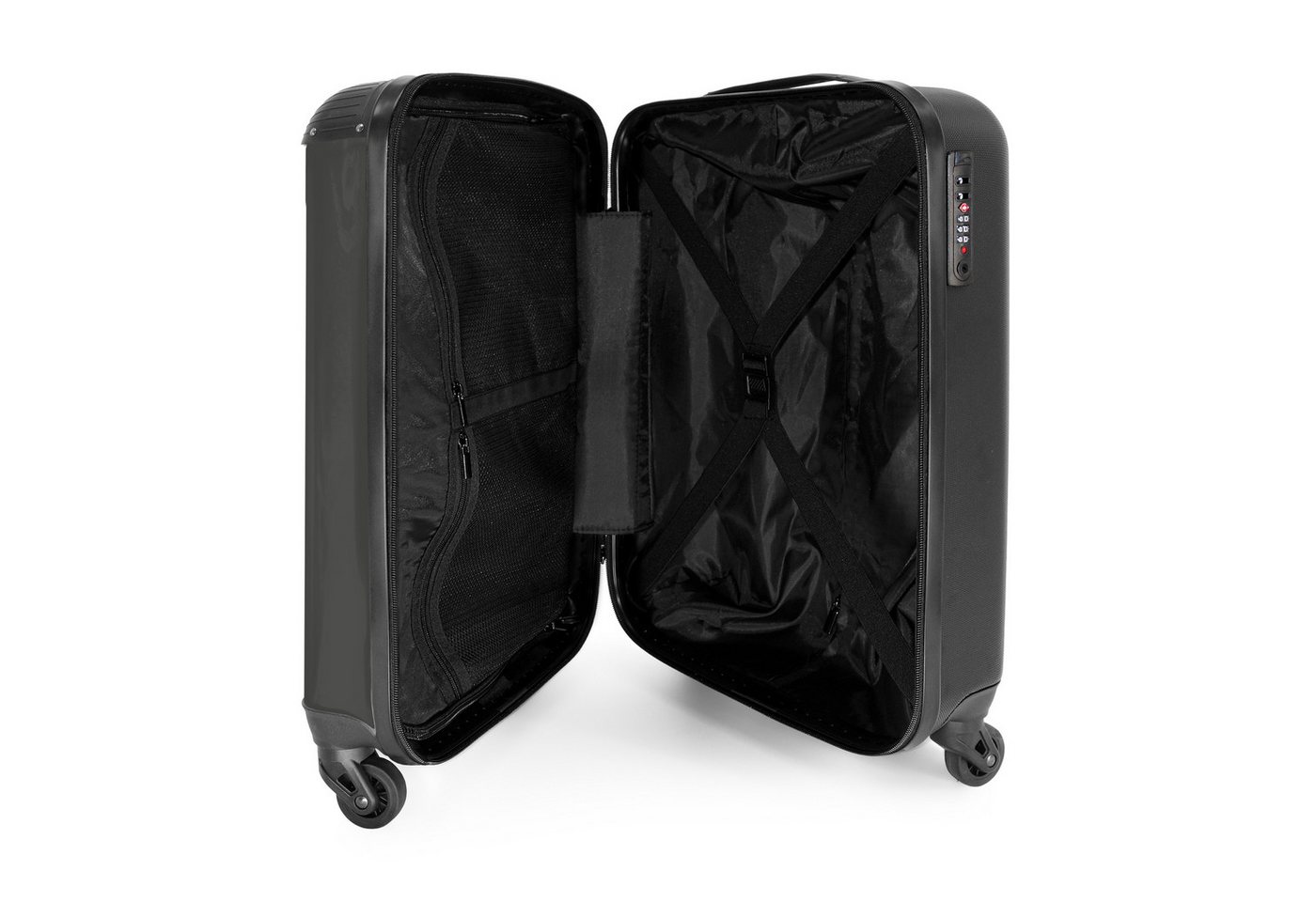 NoBoringSuitcases.com© Hartschalen-Trolley Grau mit Totenkopf am Strand 55x35x20cm, Reisekoffer mit 4 Rollen, Carry on luggage, Männer Bild 4
