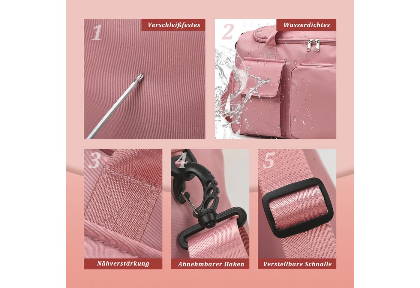 inschimmer Reisetasche Reisetasche Weekender Sporttasche mit Schuhfach Wasserdicht für Damen Bild 4