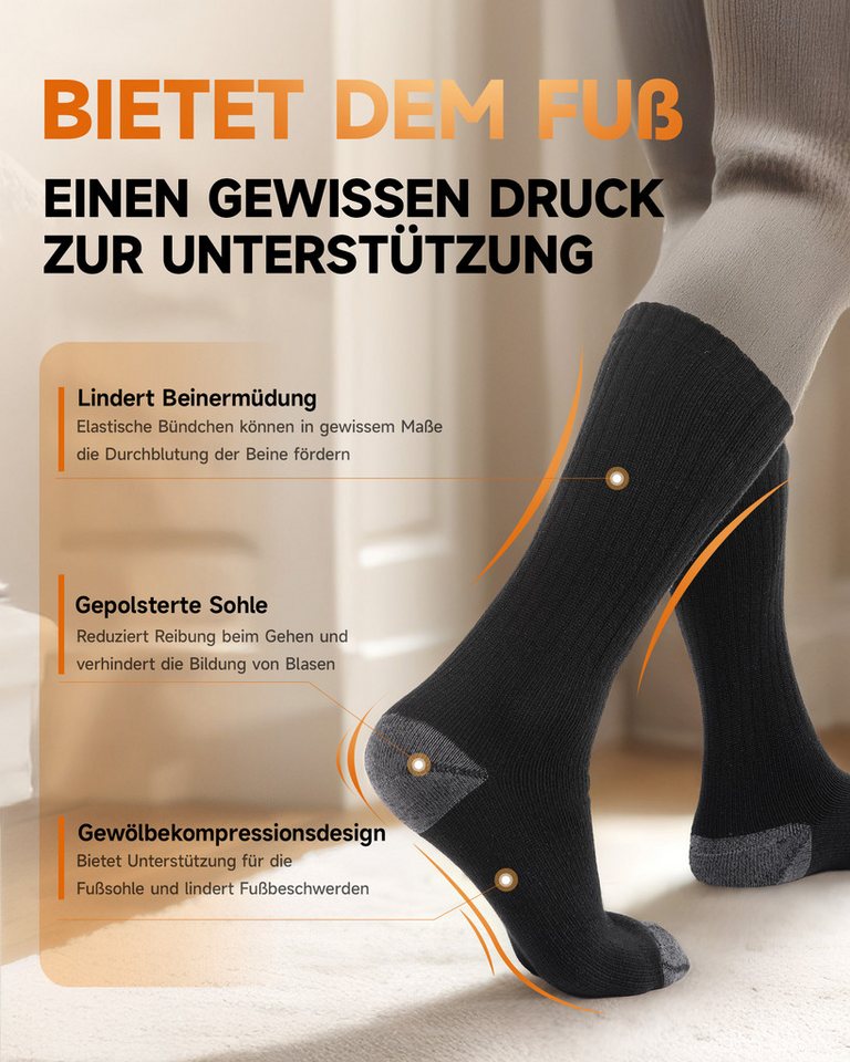 TANSTC Thermosocken Wandersocken Damen Herren Wärme Merino Wolle Socken Wollsocken (Packung, 3 Paar Socken) Atmungsaktiv, hautfreundlich, Strapazierfähig & langlebig Bild 2