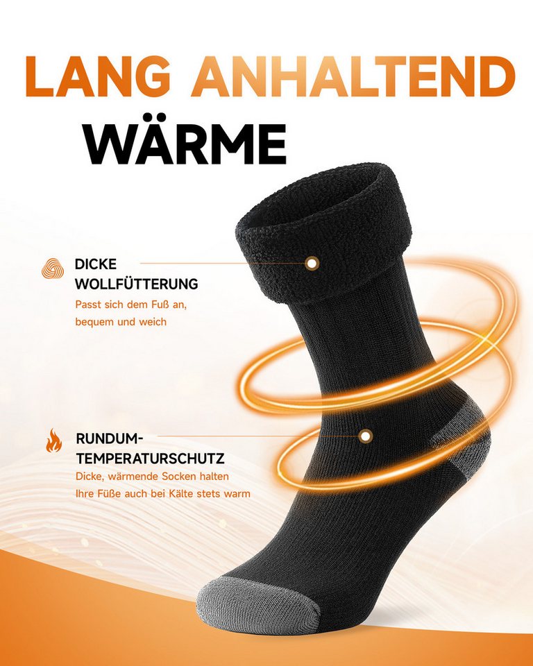 TANSTC Thermosocken Wandersocken Damen Herren Wärme Merino Wolle Socken Wollsocken (Packung, 3 Paar Socken) Atmungsaktiv, hautfreundlich, Strapazierfähig & langlebig Bild 5